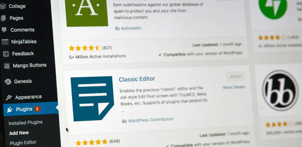 WordPress Plugins Ausschnitt aus WordPress Content Image