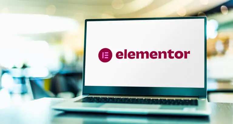 Laptop mit Elementor-Logo als Symbolbild für Elementor in WordPress